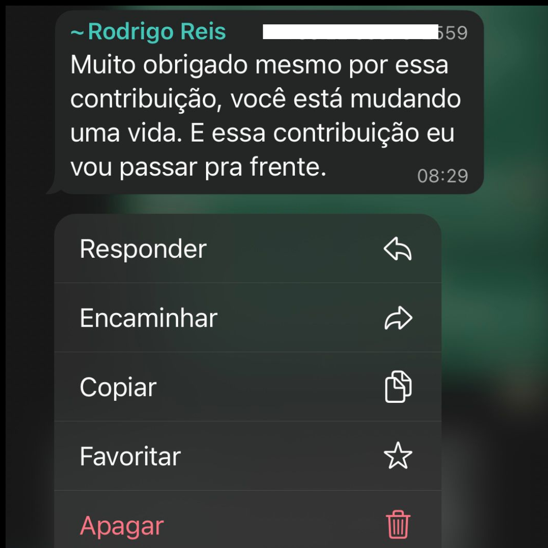 Depoimento Rodrigo Reis — agradecendo pela contribuição que mudou sua vida